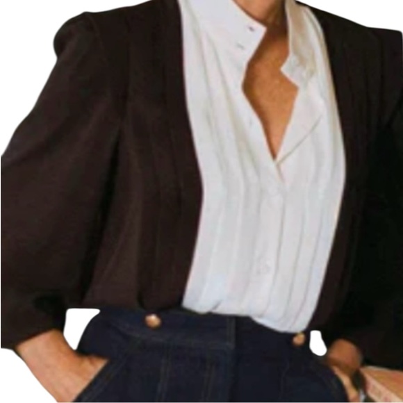 NWT TUCKERNUCK INDIA HICKS Chocolate & Ivory Grove Pleated Blouse XXXL 3X - Picture 3 of 13